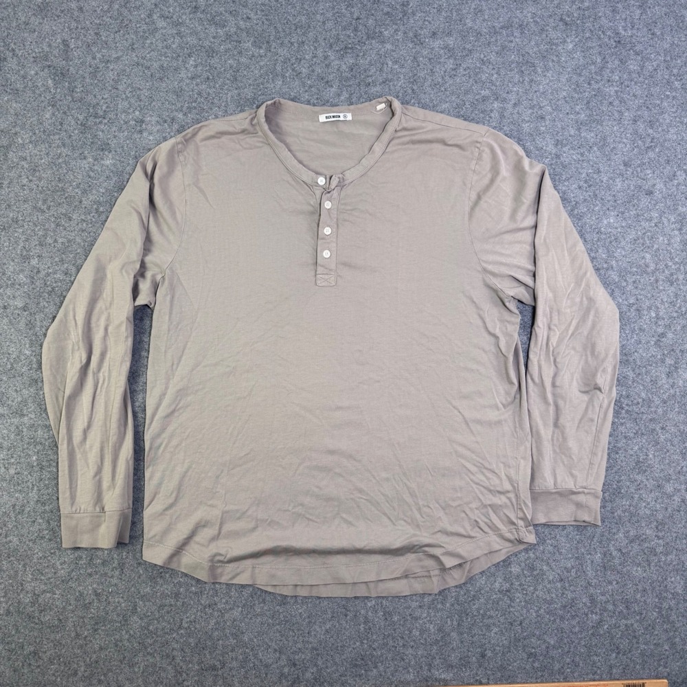 Buck Mason Mens XL Long Sleeve Henley Shirt Taupe Brown Cotton BM11010.285